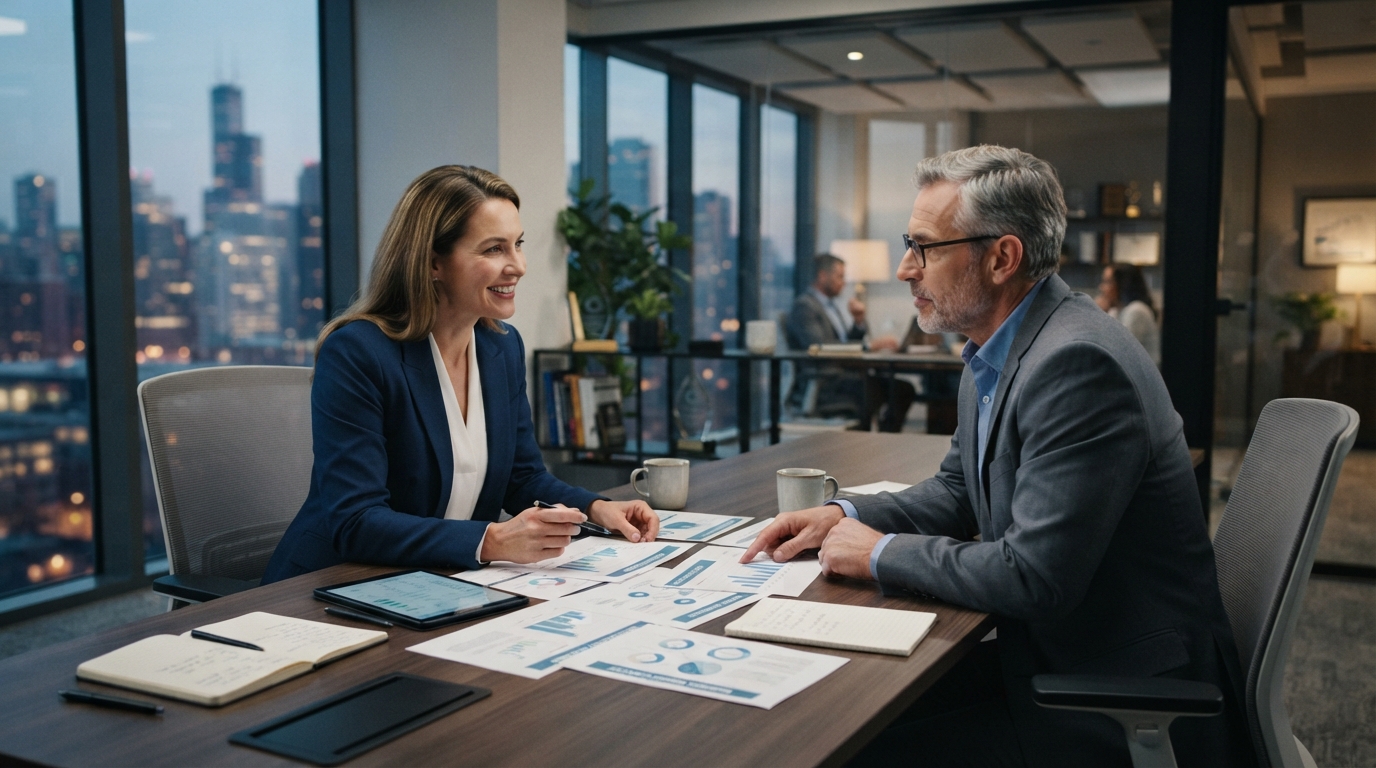 Business owner discussing financial planning with advisor